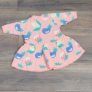 CLAYEUX Baby Girl Cotton Blend Knitted Veggie Pattern Made In France Dress 6m